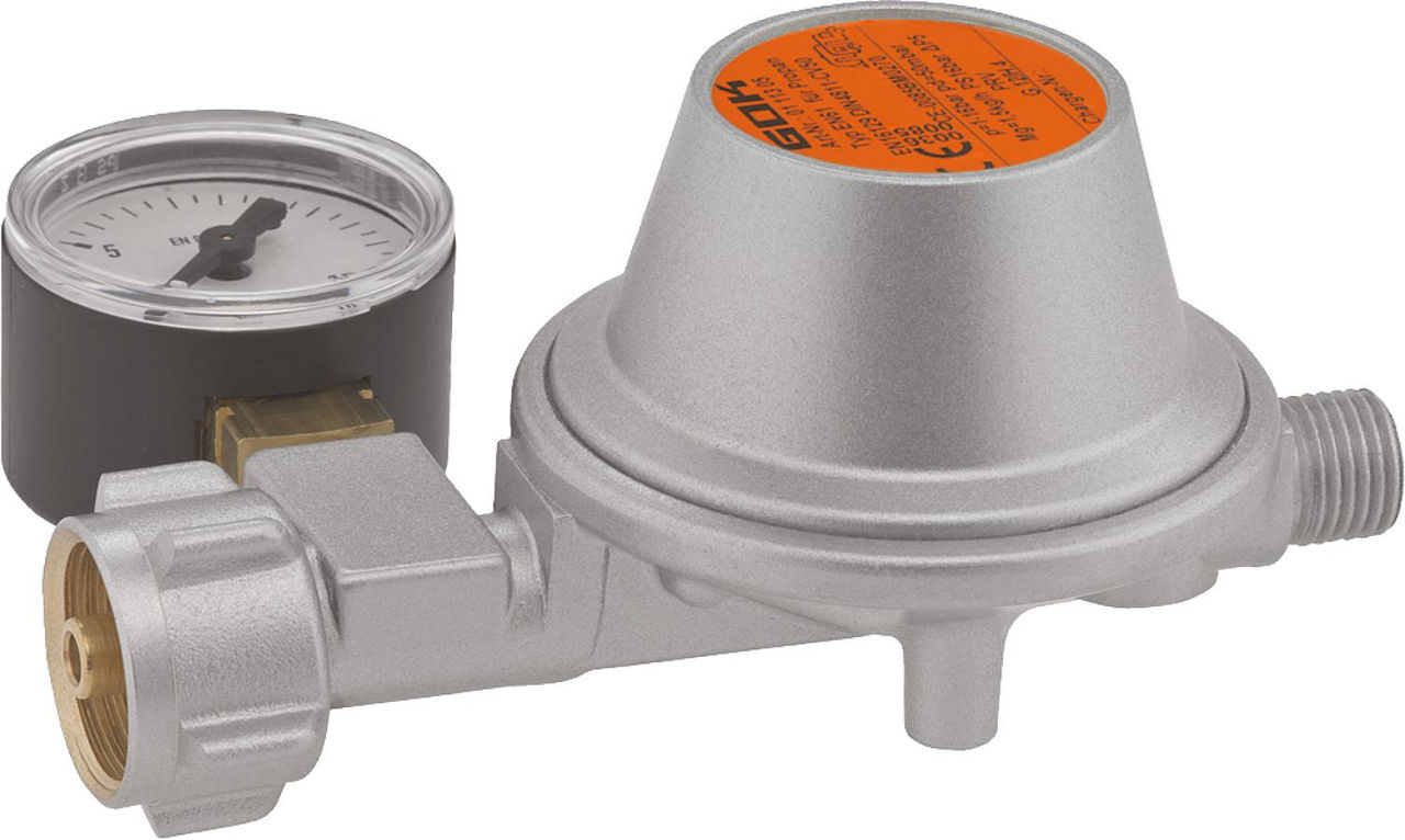 Regler Gas 1,5 kg/h 50 mbar PN 16 KLF x G1/4 LH-KN SBV Manometer Regler Gas 1,5 kg/h 50 mbar PN 16 KLF x G1/4 LH-KN SBV Manometer