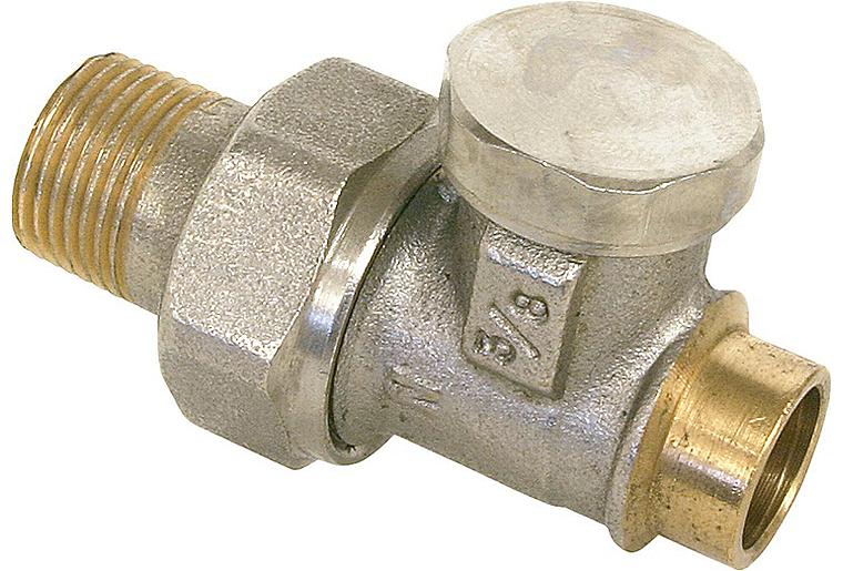 Rücklaufverschraubung DN15 (1/2") x 15mm Lötanschluss, Durchgang Rücklaufverschraubung DN15 (1/2") x 15mm Lötanschluss, Durchgang