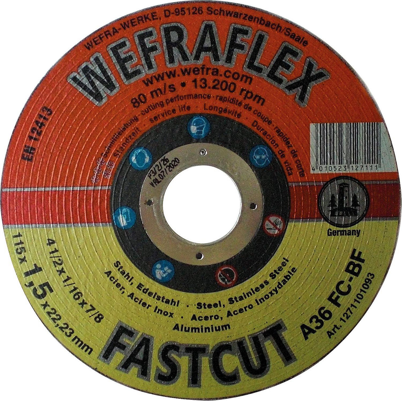 Trennscheibe Fastcut gerade für Metall 115 x 1,5 x 22 mm Trennscheibe Fastcut gerade für Metall 115 x 1,5 x 22 mm