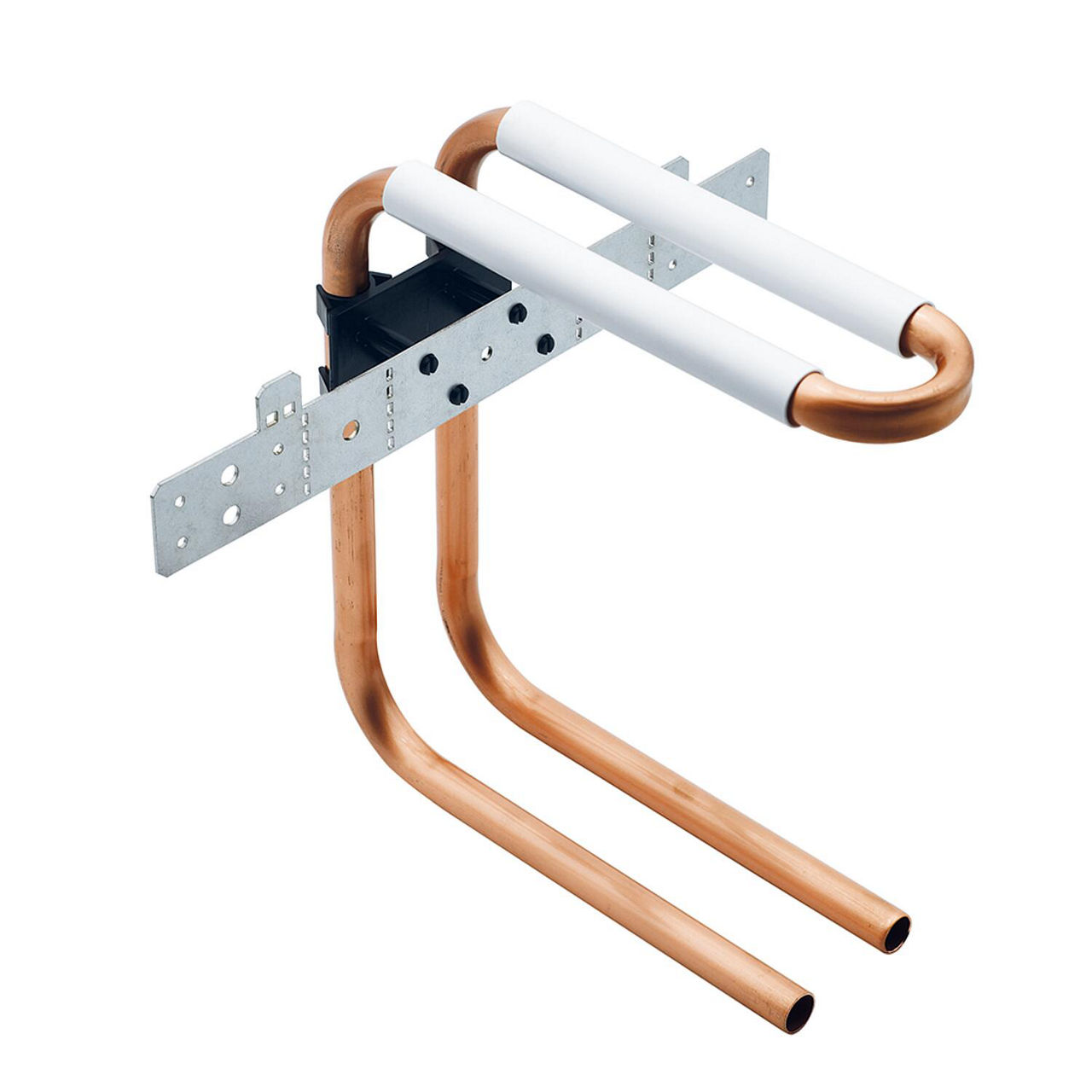 Wandanbindung mit Rohrbogeneinheit aus Kupfer-Rohr 15x1,0mm,Höhe 200mm in U-Form ohne Isolierung Wandanbindung mit Rohrbogeneinheit aus Kupfer-Rohr 15x1,0mm,Höhe 200mm in U-Form ohne Isolierung