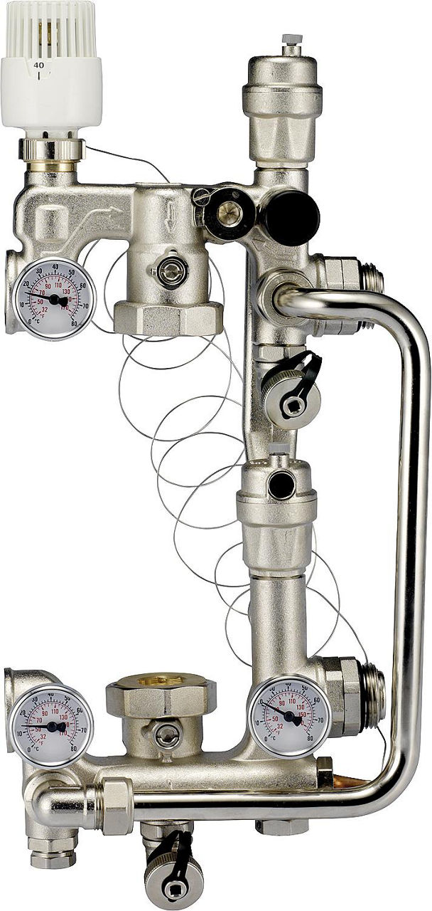 Fußbodenregeleinheit Combimix 2 für Umwälzpumpe DN25/180 mm Baulänge, 20-60°C