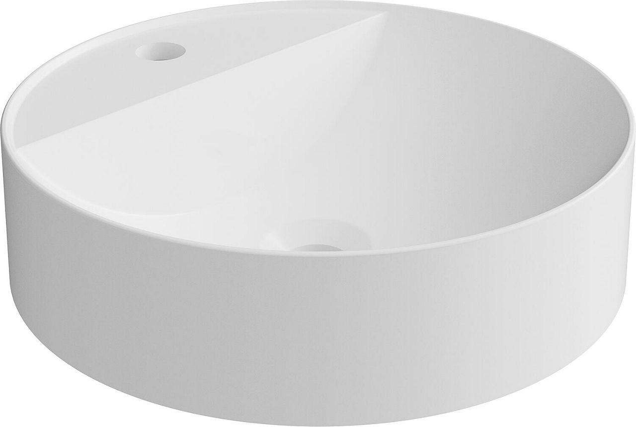 Aufsatz-Waschtisch Serido ØxH: 400x105mm Mineralguss weiß matt, ohne Überlauf