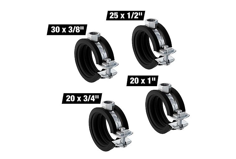 Nachfüllset Gelenkrohrschellen FGRS, einteilig, M8, 3/8" bis 1", 95 Stück Nachfüllset Gelenkrohrschellen FGRS, einteilig, M8, 3/8" bis 1", 95 Stück