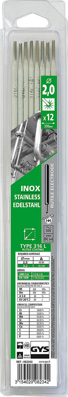 Edelstahl-Elektroden - 316 L - Ø 2,0 mm - Blister VPE 12