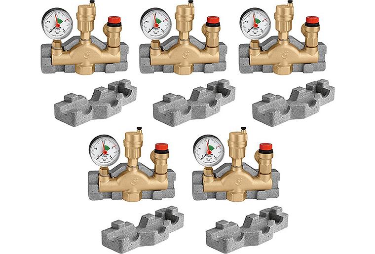 Vorteilspaket 5x Kesselsicherheitsgruppe bis 50 kW, DN25(1") Messing mit Isolierung
