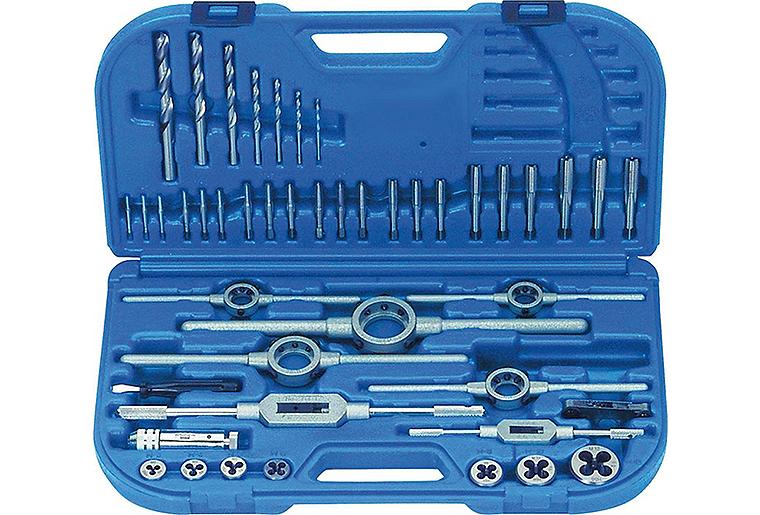 Handgewindebohrersatz HSSG mit Spiralbohrern M 3 - M 12 im Kunststoffkoffer, 45-teilig Handgewindebohrersatz HSSG mit Spiralbohrern M 3 - M 12 im Kunststoffkoffer, 45-teilig