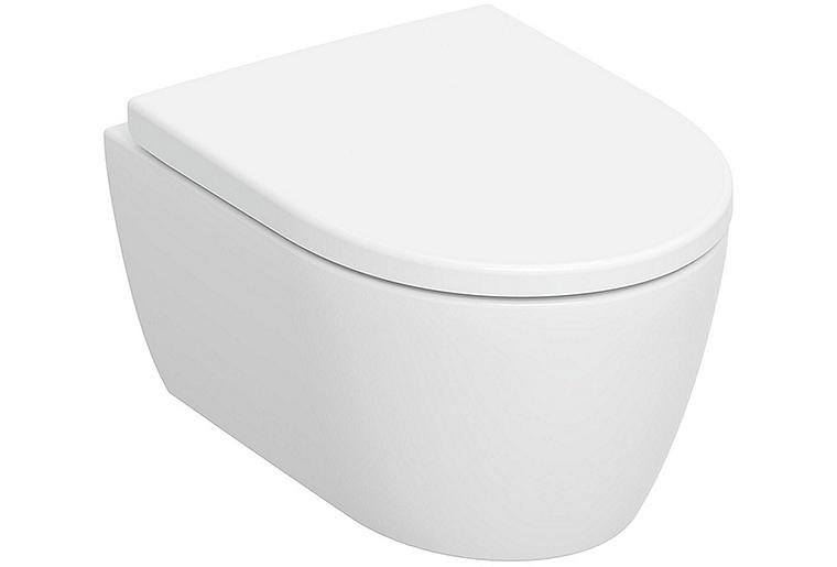 Combi-Pack Geberit Icon Wand-Tiefspül-WC verkürzte Ausladung, weiß, spülrandlos WC-Sitz, Softclose, QuickRelease