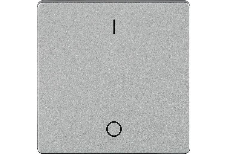 Wippe m. Symbolen I/0 aluminiummetallic/ 55 mm x 55 mm Schutzart IP20 / 1 Stück