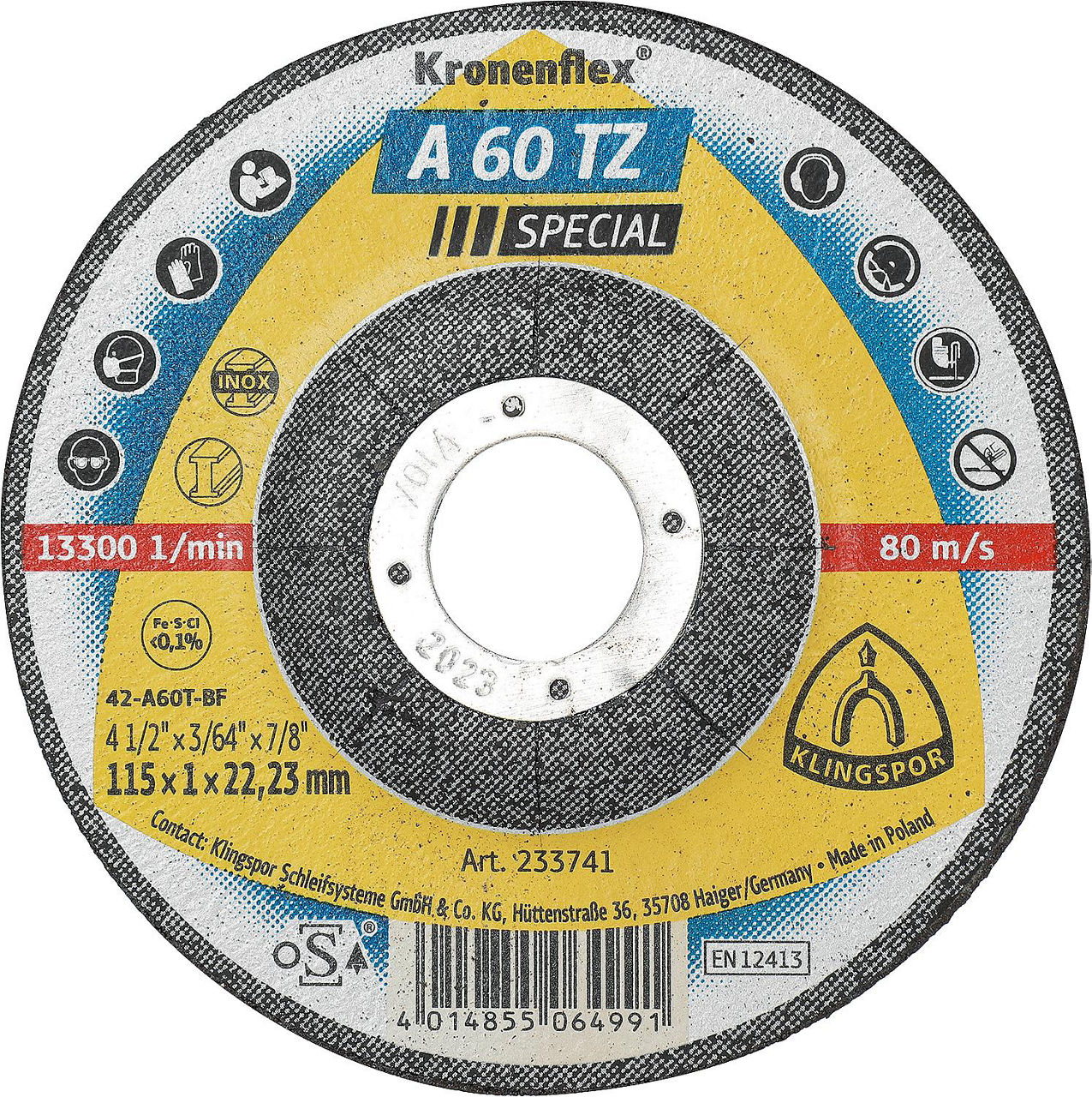 Trennscheibe KLINGSPOR gekröpft 115x1,0x22,23mm Trennscheibe KLINGSPOR gekröpft 115x1,0x22,23mm