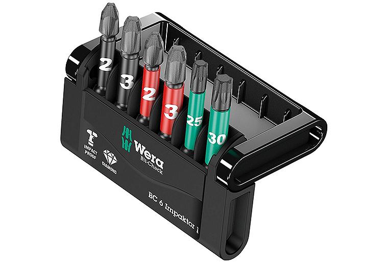 Bit-Set WERA 6-teilig Phillips, Pozidriv, TORX® für Kraftschrauber, Impaktor, diamantbeschichtet