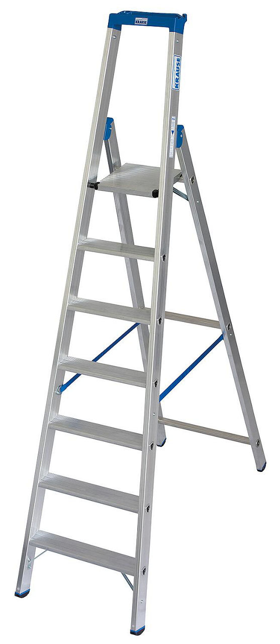 Stufen-Stehleiter Arb.Höhe 3,65 Standhöhe 1,65 Länge 2,46 Stufen 7 Stufen-Stehleiter Arb.Höhe 3,65 Standhöhe 1,65 Länge 2,46 Stufen 7