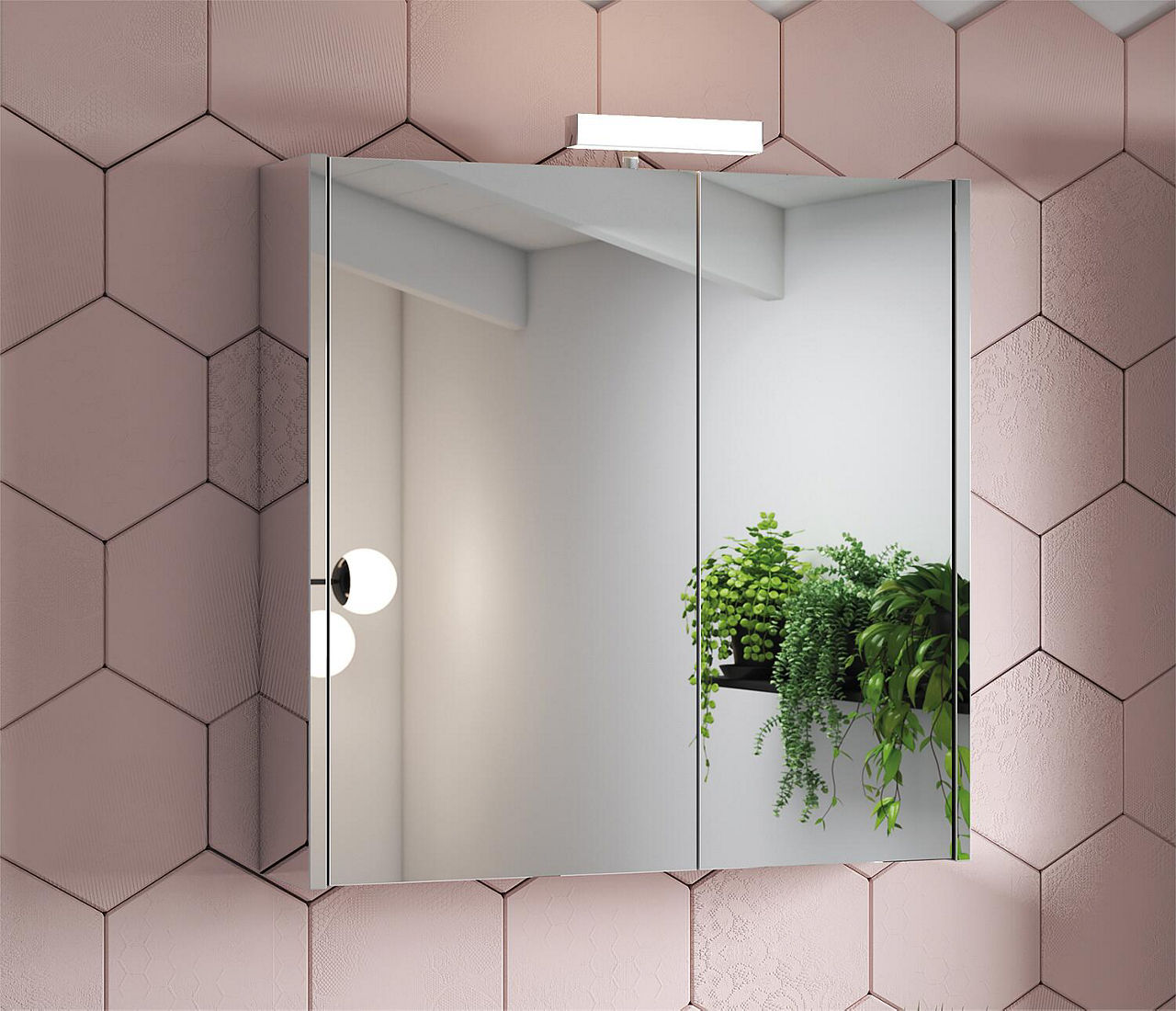Spiegelschrank Vikja mit LED -Beleuchtung, 2 Türe, seitlich verspiegelt 715x700x155 mm Spiegelschrank Vikja mit LED -Beleuchtung, 2 Türe, seitlich verspiegelt 715x700x155 mm