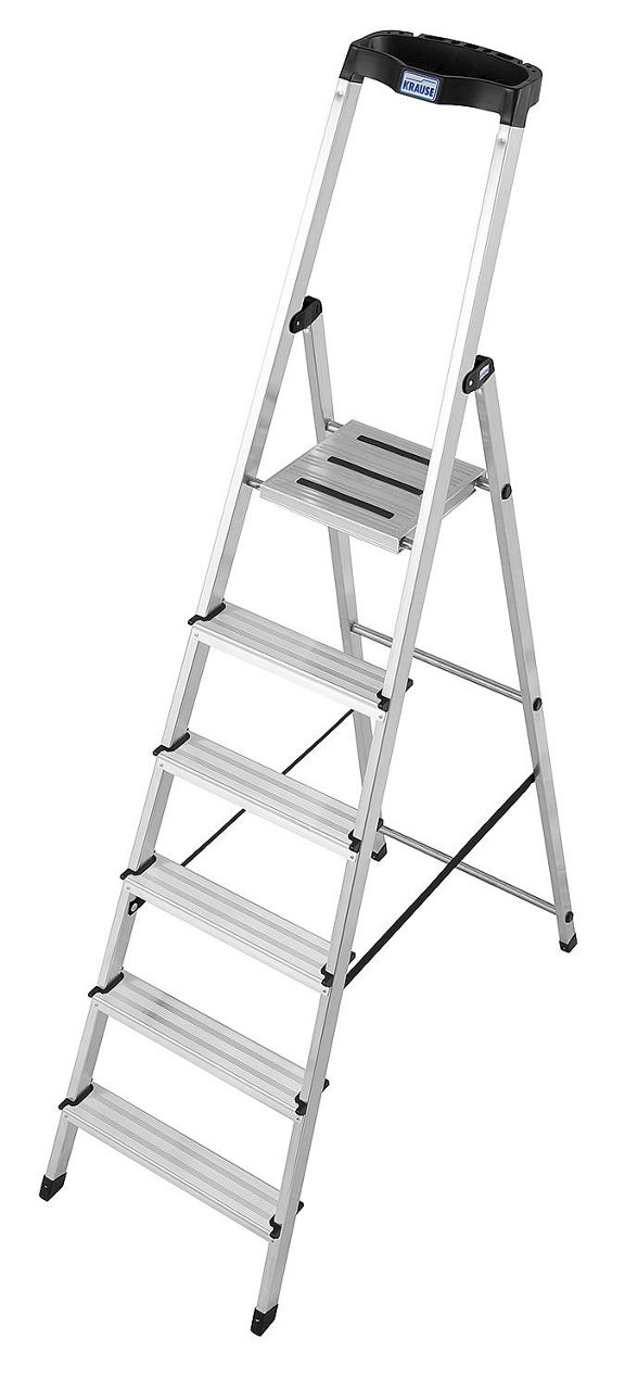 Stufen-Steh-Leiter Arb.Höhe 3,25 Standhöhe 1,25 Länge 2,05, 6 Stufen Stufen-Steh-Leiter Arb.Höhe 3,25 Standhöhe 1,25 Länge 2,05, 6 Stufen