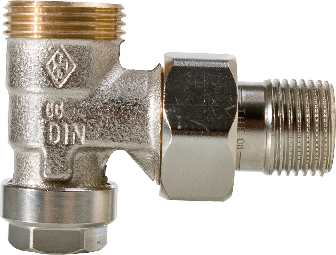 Rücklaufverschraubung IMI Regulux DN15 (1/2") x Eurokonus, Eckausführung Rücklaufverschraubung IMI Regulux DN15 (1/2") x Eurokonus, Eckausführung