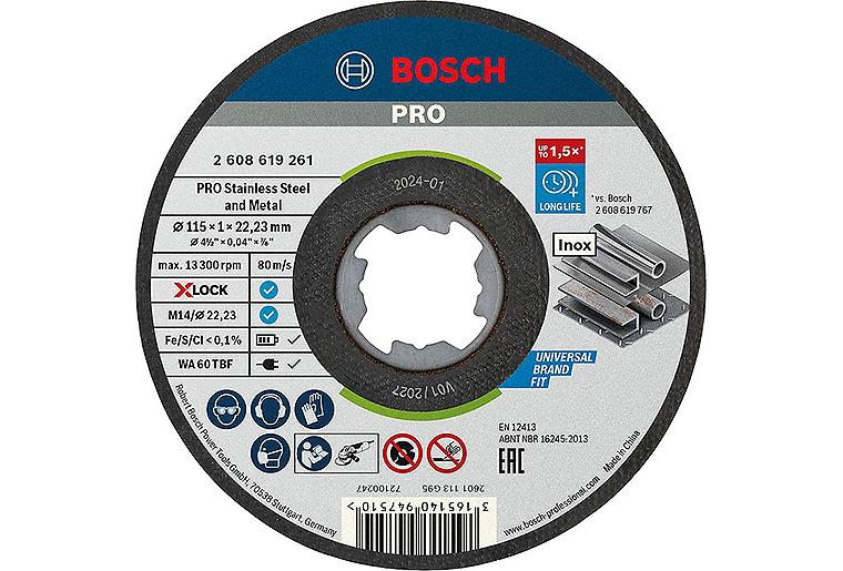 Trennscheibe BOSCH® für Edelstahl mit X - Lock Aufnahme Ø 115 x 1,0 mm VPE 10 Trennscheibe BOSCH® für Edelstahl mit X - Lock Aufnahme Ø 115 x 1,0 mm VPE 10