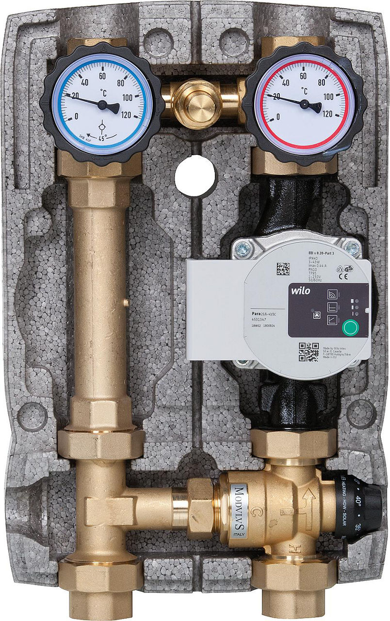 Heizkreisset Easyflow DN25(1") Überstromventil,Festwertmischer 20-45°C,Wilo Para 25/6 Heizkreisset Easyflow DN25(1") Überstromventil,Festwertmischer 20-45°C,Wilo Para 25/6