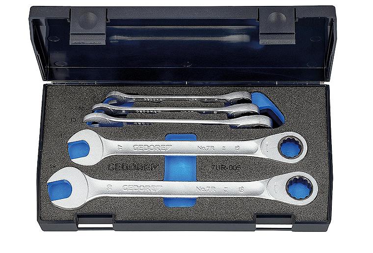 Maulschlüssel-Satz mit Ringratsche 5-teilig (G)