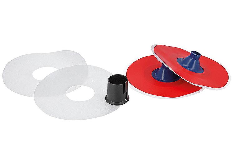 Wandmanschette, selbstklebend, vliesfrei, DN15(1/2") Set / 2x Stück 1x Hülse Wandmanschette, selbstklebend, vliesfrei, DN15(1/2") Set / 2x Stück 1x Hülse