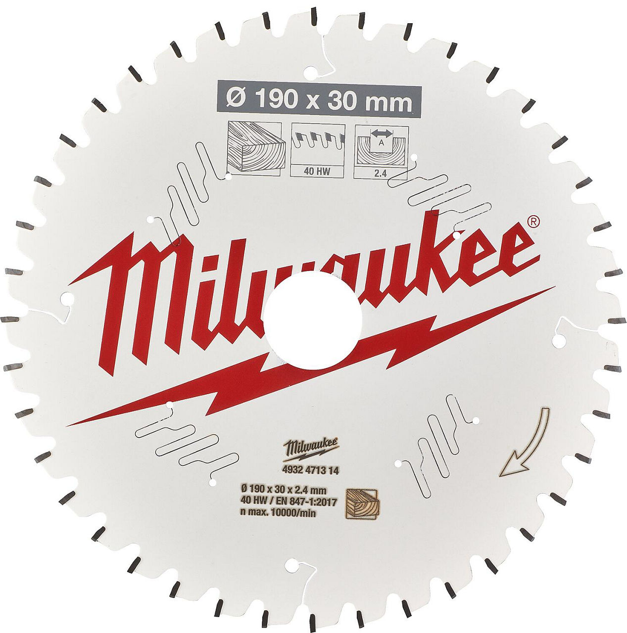 Kreissägeblatt Milwaukee Ø 190x30 mm, 40 Z Wechselzahn, für Holz Kreissägeblatt Milwaukee Ø 190x30 mm, 40 Z Wechselzahn, für Holz