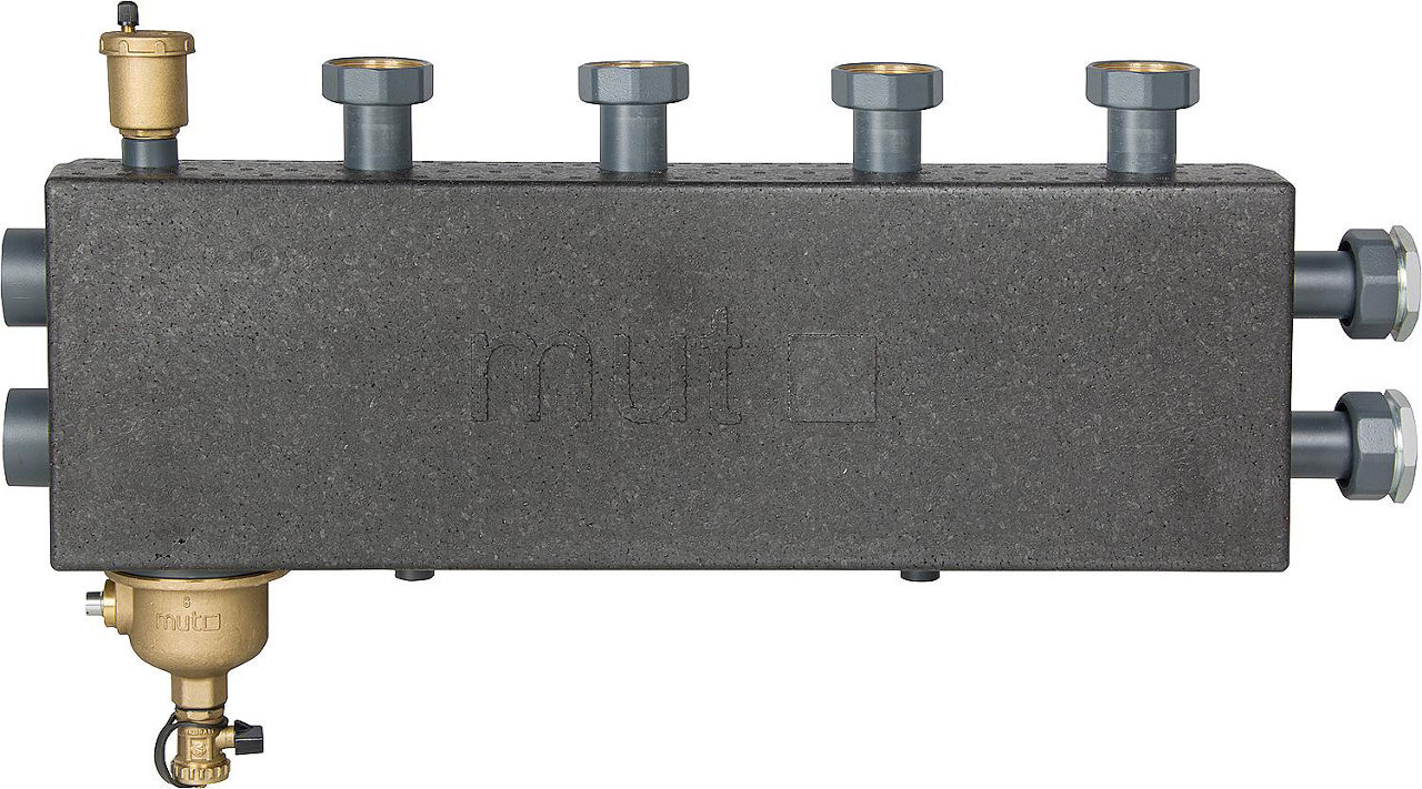 Kombiverteiler DN 25, 3+1 HK mit Magnetschlammabscheider und Entlüfter