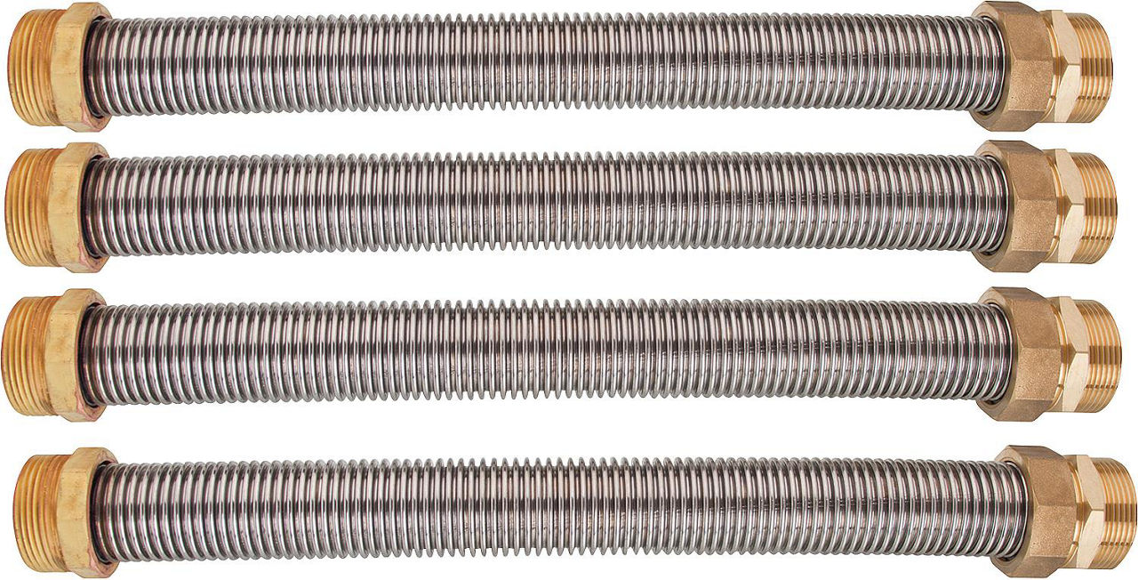 Speicherverbinder-Wellrohrset 11/2"AG x 400mm, V4A, VPE = 4 Stück