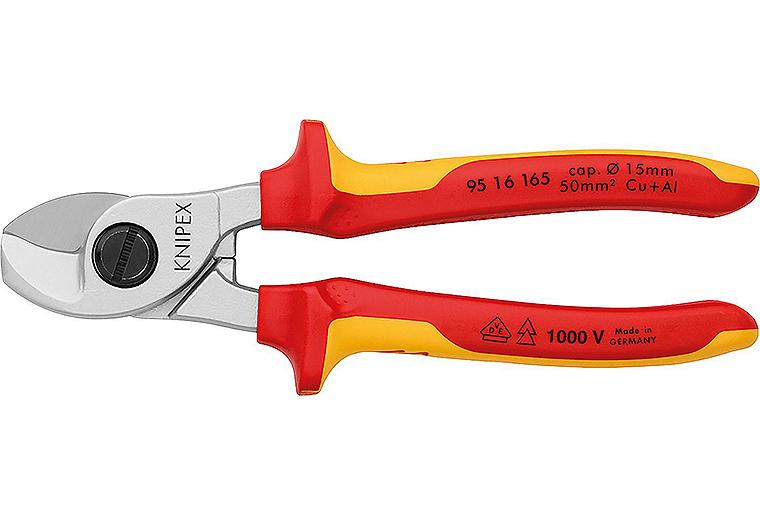 Kabelschere verchromt VDE isoliert zweifarbigen Mehrkomponenten Griffhüllen Länge 165mm Kabelschere verchromt VDE isoliert zweifarbigen Mehrkomponenten Griffhüllen Länge 165mm