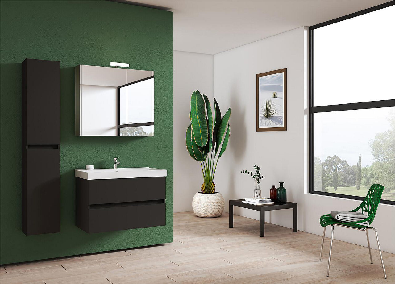 Badmöbel-Set Kora 2.0 anthrazit matt lackiert 2 Auszüge Breite 805 mm