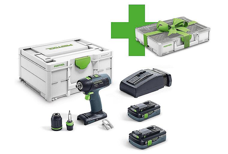 Akku-Bohrschrauber Festool 18V T18+3 HPC 4,0 I-Plus mit 2x 4,0 Ah Akku und Ladegerät inkl Systainer