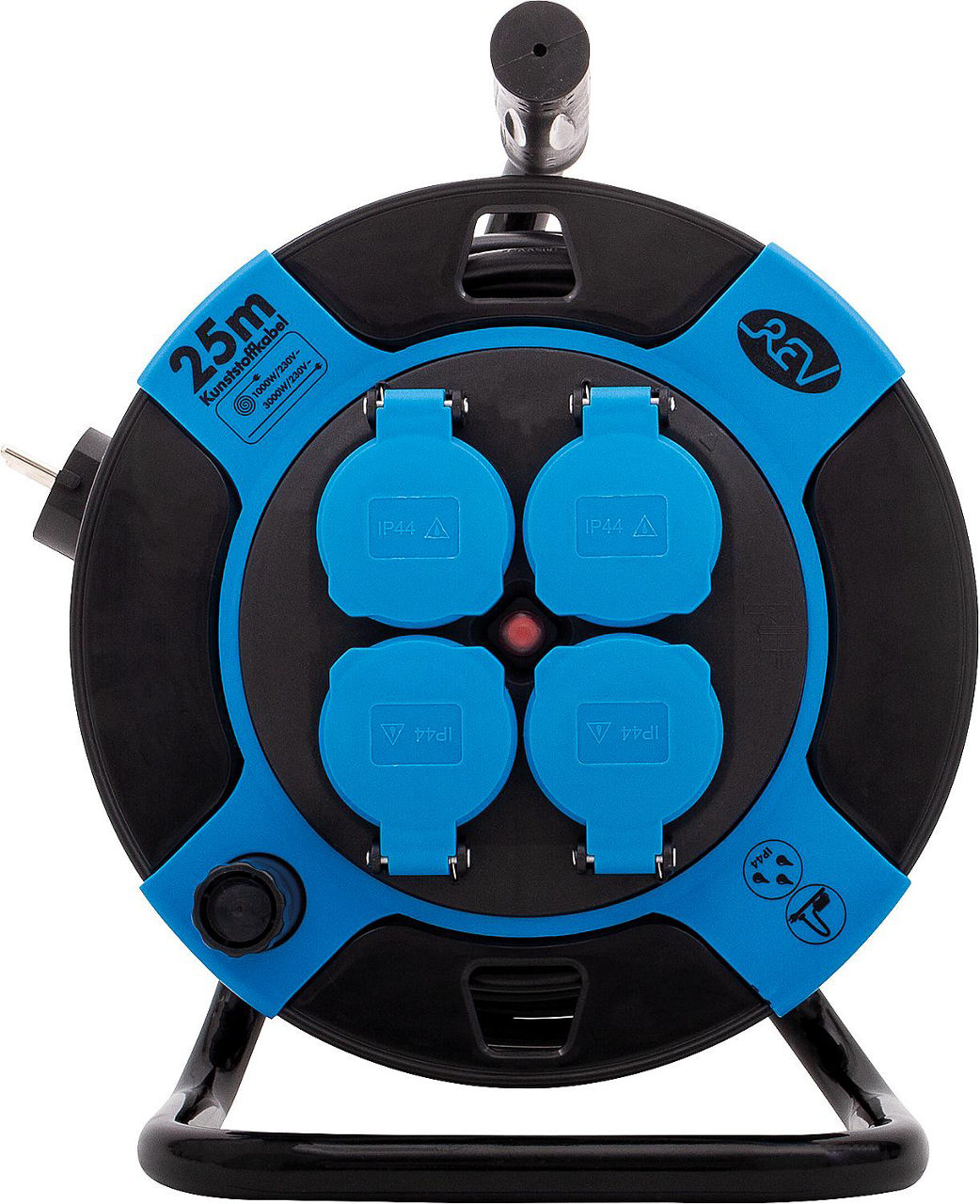 Kabeltrommel Kunststoff 25m, H05VV-F3G, schwarz-blau IP44 Kabeltrommel Kunststoff 25m, H05VV-F3G, schwarz-blau IP44
