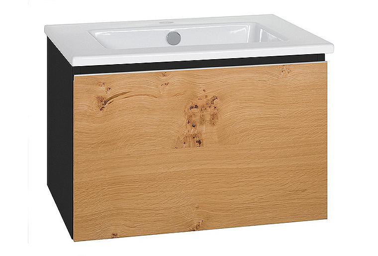 WTU + Keramik-WT Serie ELA Korpus schwarz smt - Front Eiche Furnier hell 610x420x510mm WTU + Keramik-WT Serie ELA Korpus schwarz smt - Front Eiche Furnier hell 610x420x510mm