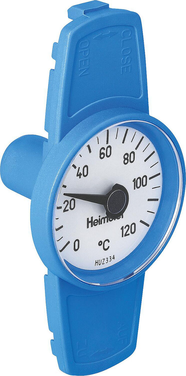 Thermometer zu Globo- Kugelhahn blau zum Nachrüsten für DN40-50 Thermometer zu Globo- Kugelhahn blau zum Nachrüsten für DN40-50
