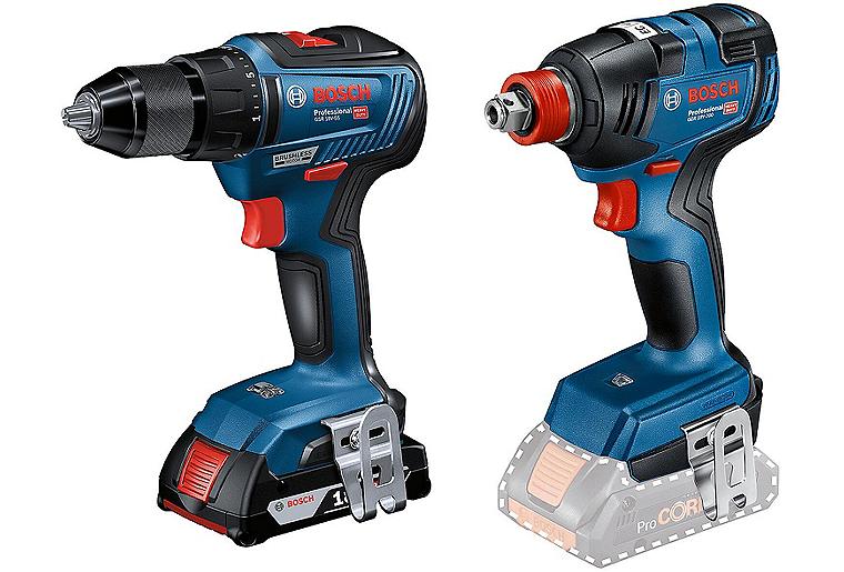 Akku-Set Bosch 2-teilig best. aus Akku-Bohrschrauber und Akku-Schlagschrauber 18 V mit 2x 4,0 Ah ProCORE Akkus und Ladegerät