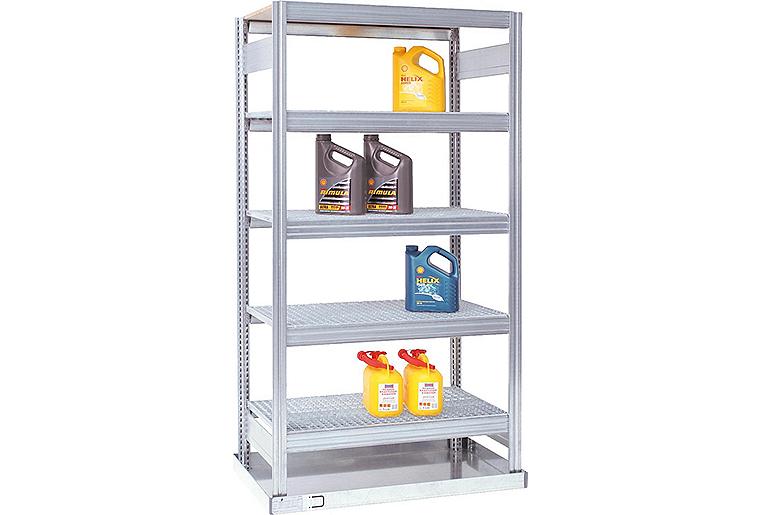 Umwelt-Grundregal BERT mit 4 Gitterrosten und Auffangwanne 40l BxHxT 2000x1005x600mm Umwelt-Grundregal BERT mit 4 Gitterrosten und Auffangwanne 40l BxHxT 2000x1005x600mm