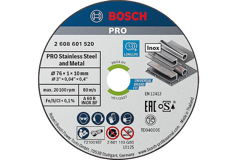 Trennscheibe Bosch für Edelstahl d=76mm, VPE = 5 Stück