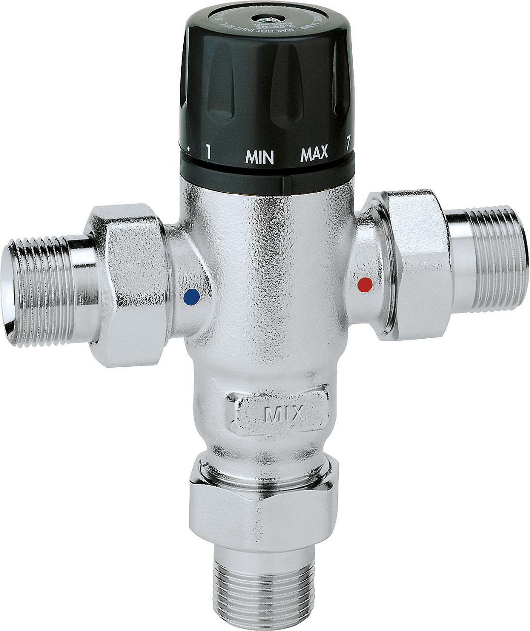Thermomischer 521 einstellbar, verchromt, 1/2" Einstellbereich: 30°C bis 65°C Thermomischer 521 einstellbar, verchromt, 1/2" Einstellbereich: 30°C bis 65°C