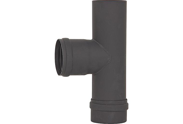 Pellet-Abgasrohr T-Anschluss mit Revision, Ø 80 mm, lackiert, mit Silikondichtung Pellet-Abgasrohr T-Anschluss mit Revision, Ø 80 mm, lackiert, mit Silikondichtung