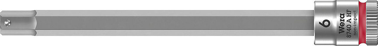 Innensechskant-Steckschlüsseleinsatz Wera 8740 A HF Bitnuss mit 1/4"-Antrieb, metrisch, lang, mit Haltefunktion, SW 6,0 x 100 mm