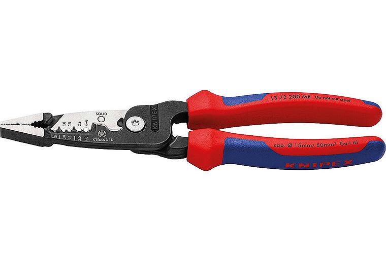 Multifunktions-Elektrikerzange KNIPEX Länge: 200 mm, brüniert, Mehrkomponentengriffe