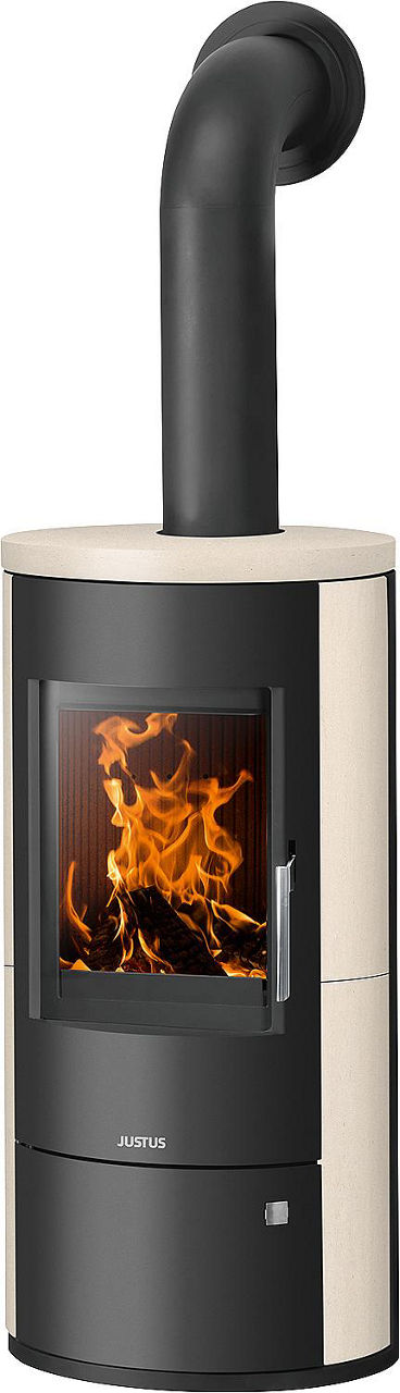 Kaminofen Justus Austin 5, Kalkstein Cream, Korpus Stahl schwarz