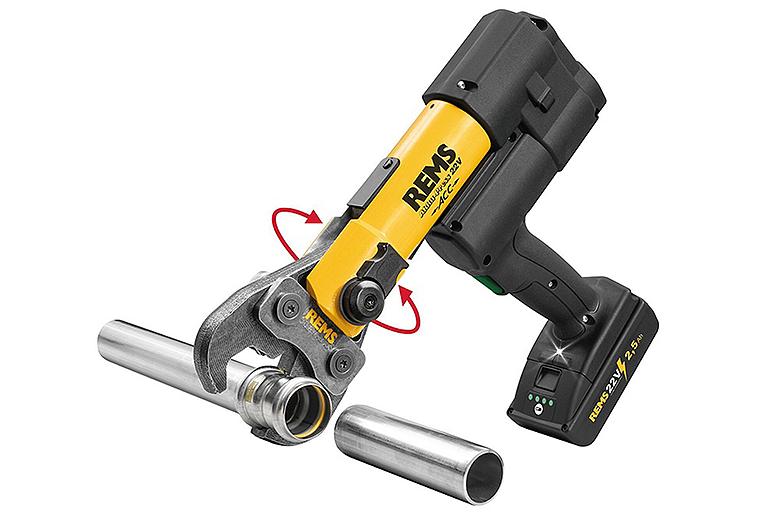 Rems Akku Press 22V ACC mit Zwangablauf, bis Ø 110 mm Rems Akku Press 22V ACC mit Zwangablauf, bis Ø 110 mm