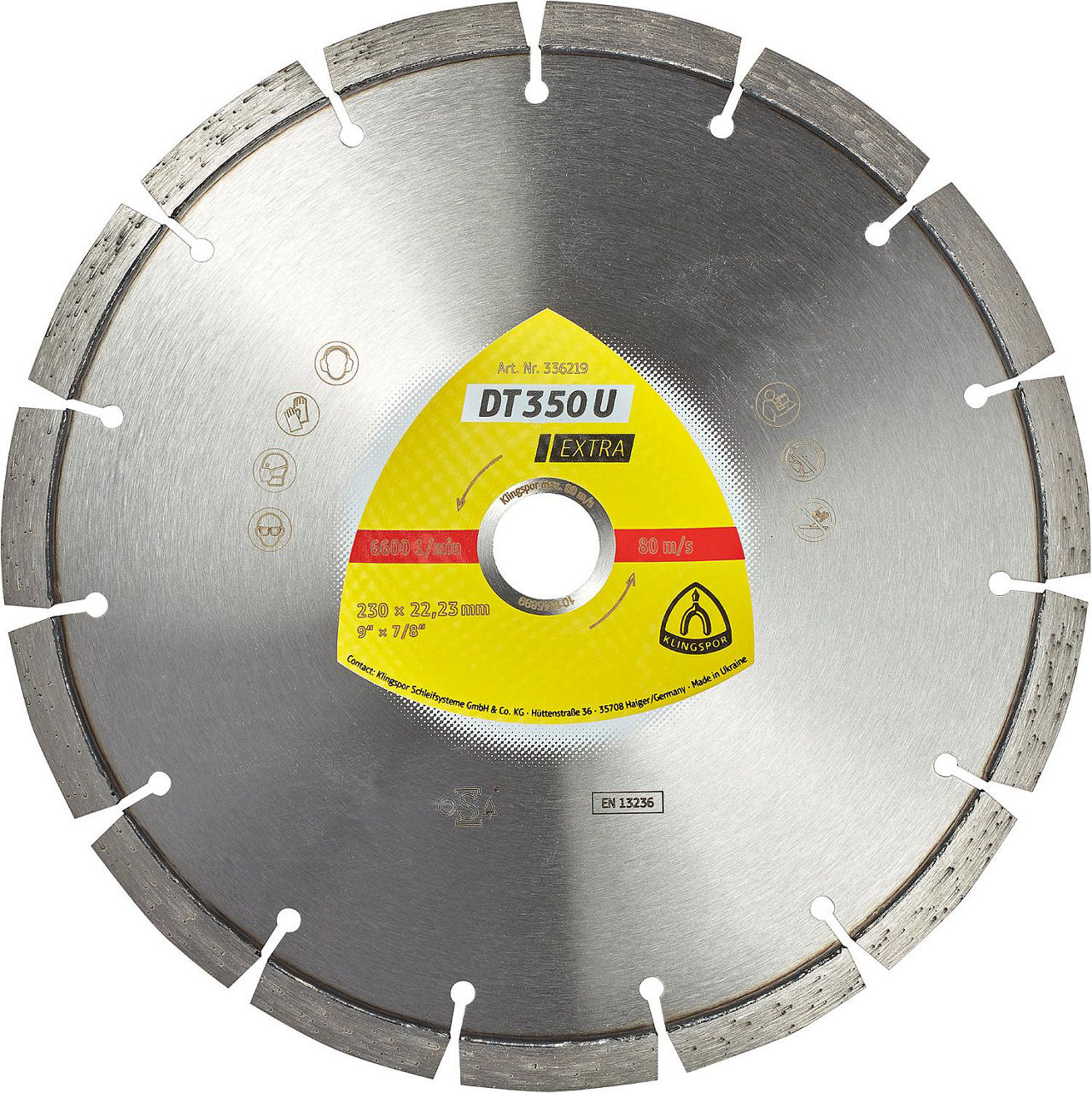 Diamant-Trennscheibe KLINGSPOR DT 350 U EXTRA 230 x 22,23 mm Standardverzahnung 15 Segmente Diamant-Trennscheibe KLINGSPOR DT 350 U EXTRA 230 x 22,23 mm Standardverzahnung 15 Segmente