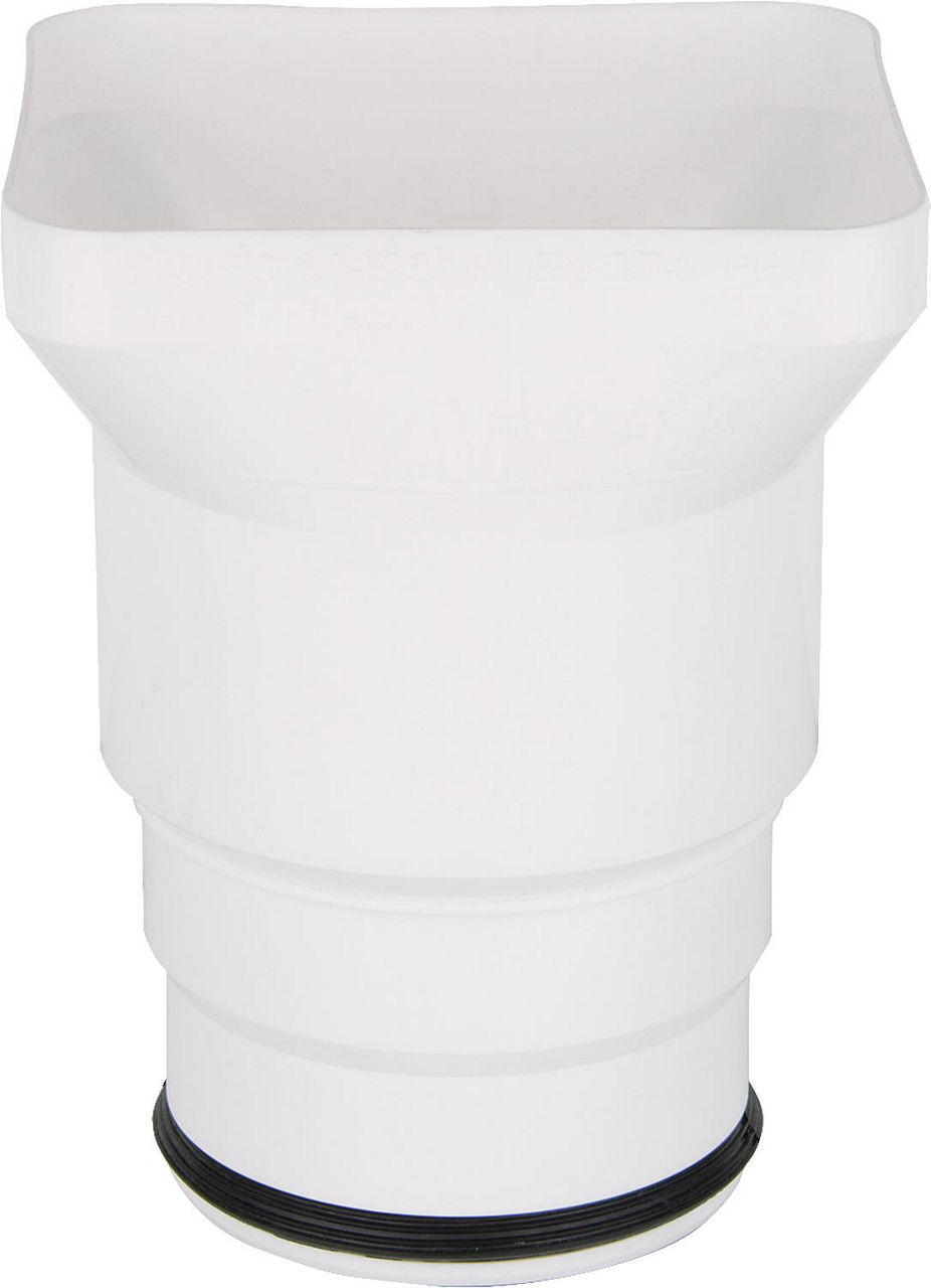 Trichtersiphon DN100/DN50 Kunststoff weiß, Einlauf eckig Trichtersiphon DN100/DN50 Kunststoff weiß, Einlauf eckig