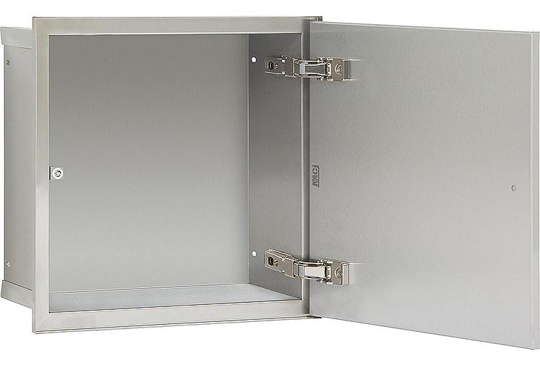 Einbaucontainer Edelstahl Höhe 300 1 befliesbare Türe, Anschlag reversibel Einbaucontainer Edelstahl Höhe 300 1 befliesbare Türe, Anschlag reversibel