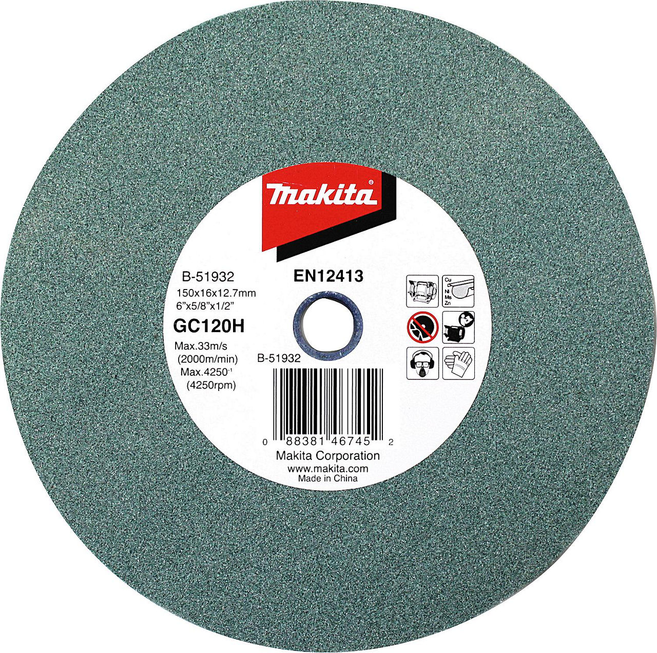 Ersatzschleifstein MAKITA Ø 150 x 16,0 x 12,7 mm, Körnung 120 Ersatzschleifstein MAKITA Ø 150 x 16,0 x 12,7 mm, Körnung 120