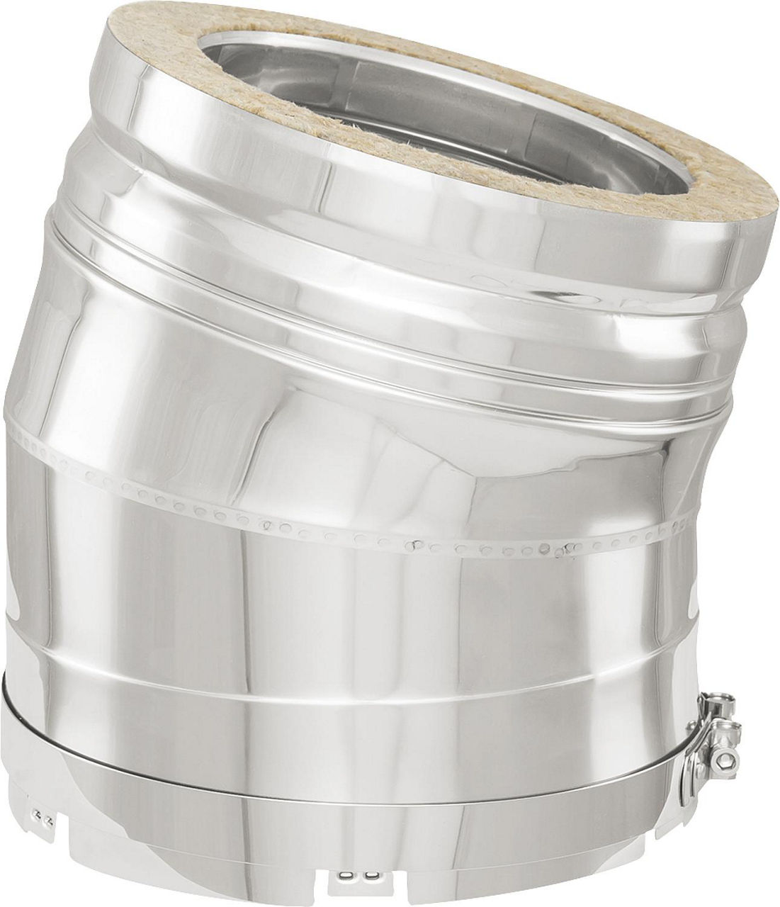 Doppelwandiges Abgassystem Bogen 15°,DN250,für Unterdruck- betrieb, inkl. Klemmband Doppelwandiges Abgassystem Bogen 15°,DN250,für Unterdruck- betrieb, inkl. Klemmband