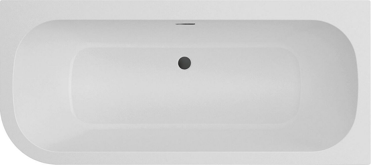 Eck-Badewanne Loup BxHxT:1800x580x800mm Rundung links mit Klicker-Ablaufganitur und Schlitzüberlauf schwarz, Acryl weiß Eck-Badewanne Loup BxHxT:1800x580x800mm Rundung links mit Klicker-Ablaufganitur und Schlitzüberlauf schwarz, Acryl weiß