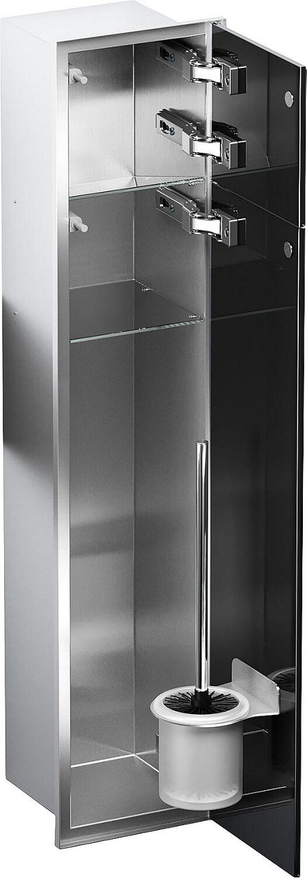 WC-Einbaucontainer Zero Höhe 800 Edelstahl gebürstet, 2 Türen schwarz, rechts WC-Einbaucontainer Zero Höhe 800 Edelstahl gebürstet, 2 Türen schwarz, rechts