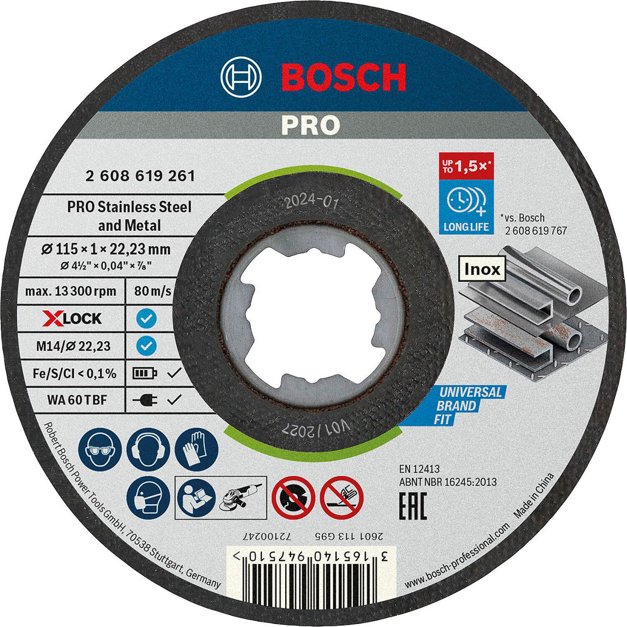 Trennscheibe BOSCH® für Edelstahl mit X - Lock Aufnahme Ø 115 x 1,0 mm Trennscheibe BOSCH® für Edelstahl mit X - Lock Aufnahme Ø 115 x 1,0 mm