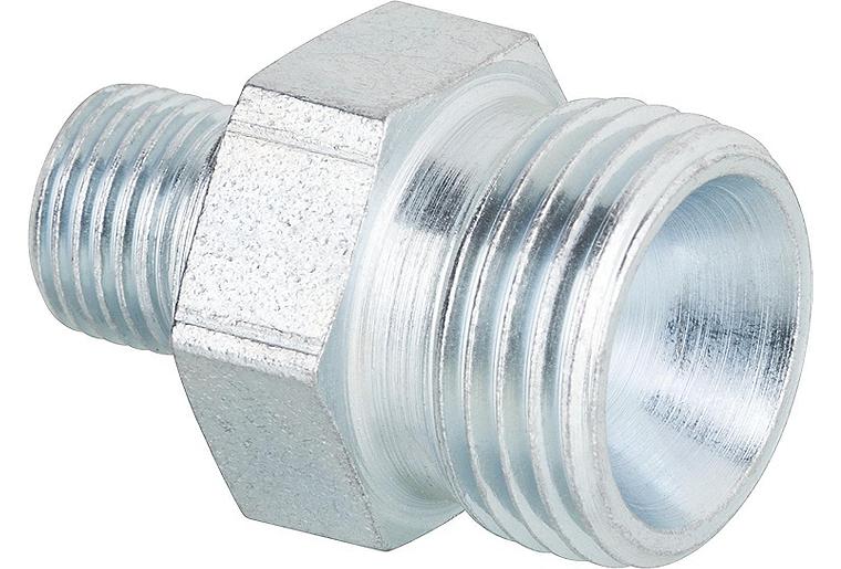 Doppeleinschraubnippel R 1/8" zyl. x R 3/8" zyl. mit Innenkonus