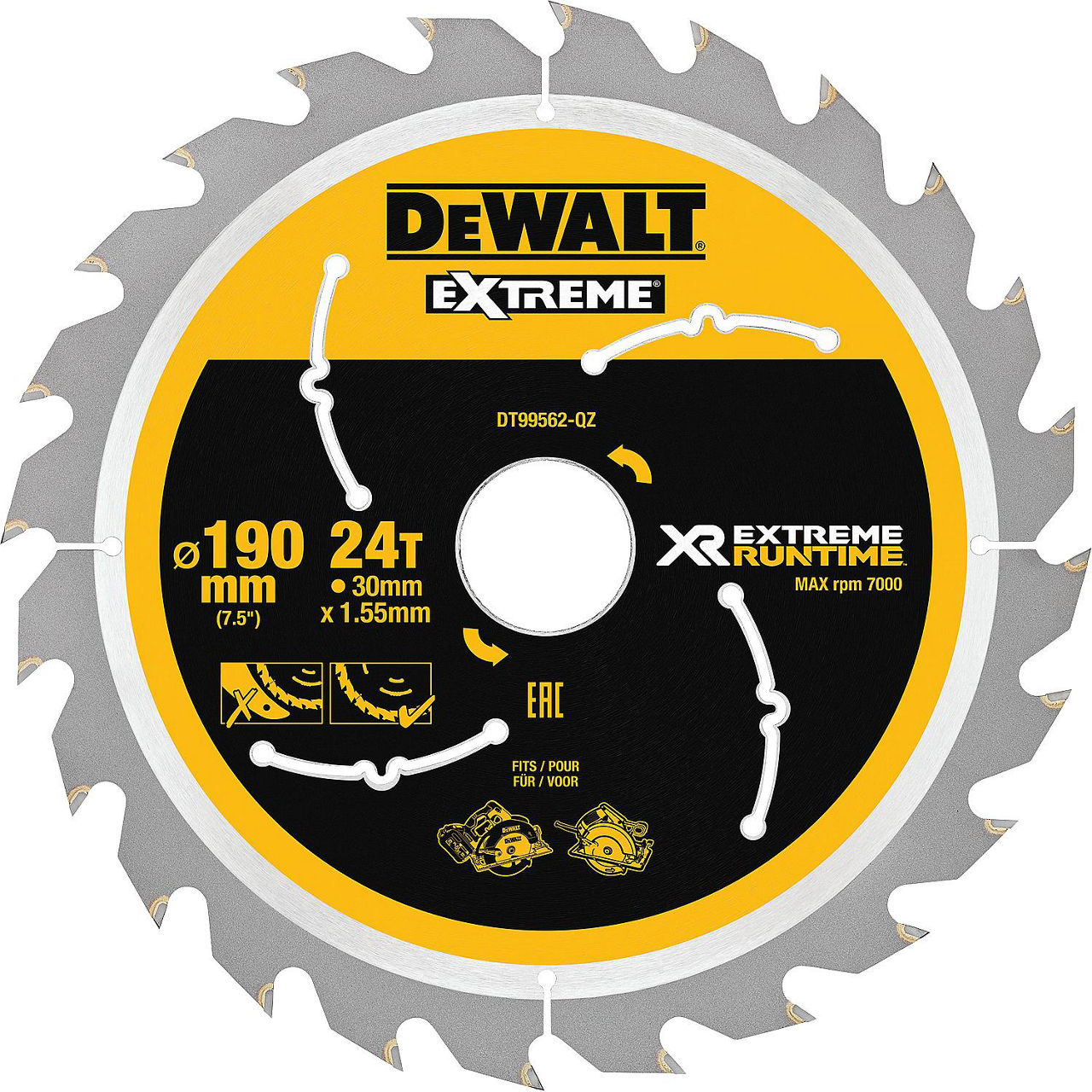 Kreissägeblatt DeWalt, DT99562 XR Extreme Runtime 24Z 190/30mm f. Handkreissäge Kreissägeblatt DeWalt, DT99562 XR Extreme Runtime 24Z 190/30mm f. Handkreissäge